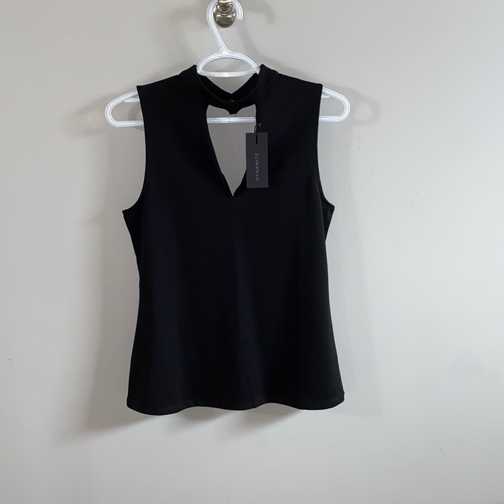 Dynamite Mock Neck Cut Out Bodycon Top